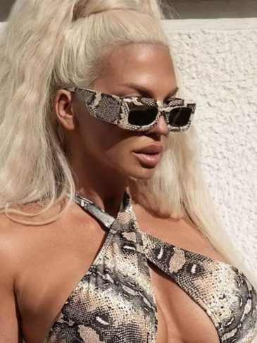 Snake Pattern Uv400 Sunglasses - Brown Stylord