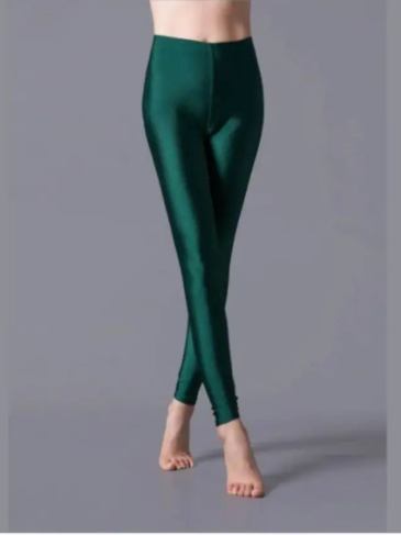Solid Color Shiny Elastic Leggings - Dark Green / s Stylord