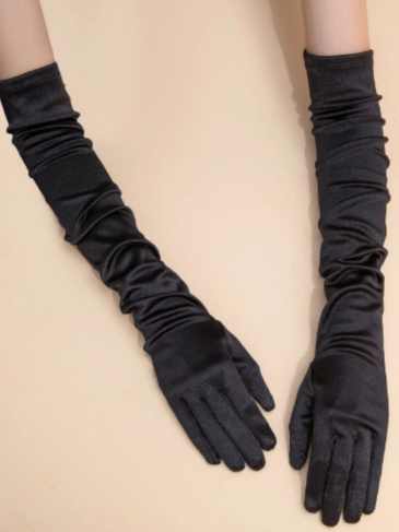 Solid Long Gloves - Black / One Size Stylord