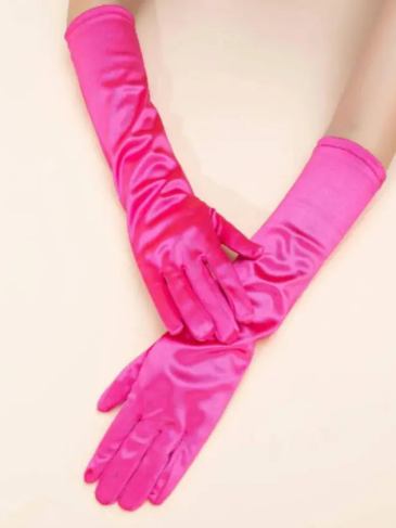 Solid Long Gloves - Pink / One Size Stylord