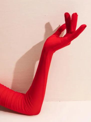 Solid Long Red Gloves - Stylord