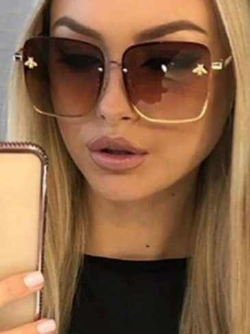 Square Brand Designer Sunglasses - Brown Stylord