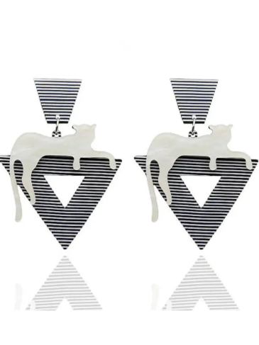 Statement Acrylic Leopard Drop Earrings - White Stylord