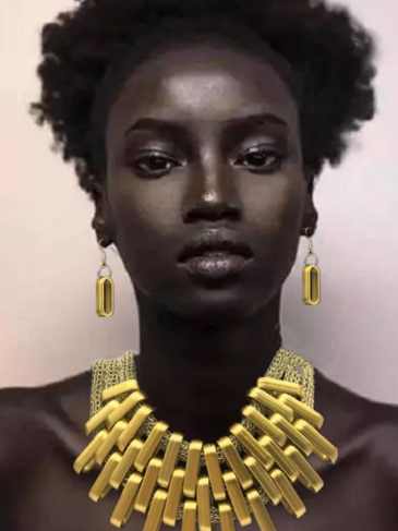 Statement Geometric Exaggerated African Jewelry Set - Gold Stylord