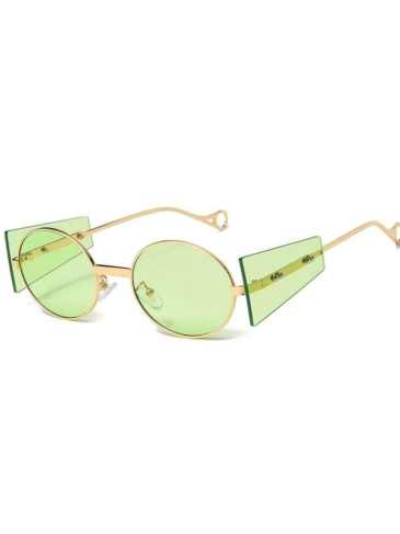 Steampunk Metal Round Sunglasses - Green Stylord