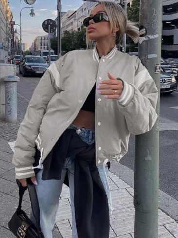 Street-wear Pocket Loose Casual Baseball Jacket - Grey / s Stylord