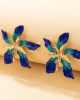 Stylish Floral Shape Earrings - Blue Stylord
