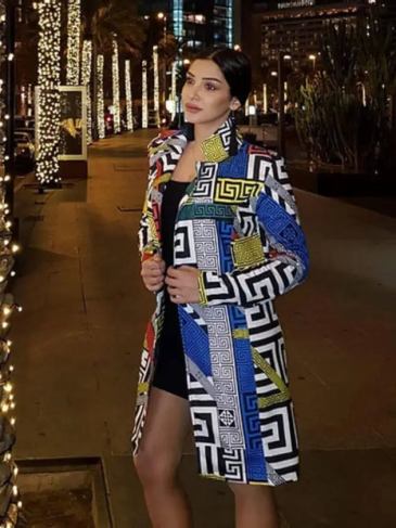 Stylish Women Mini Dress/coat - Blue / m Stylord