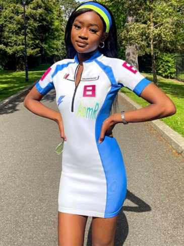 New Summer Polo T-shirt Dress - White / s Stylord