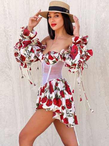 Summer Vacation Elegant Corset Dress - Red / s Stylord