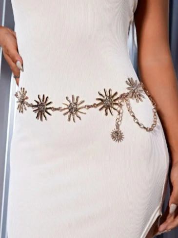 Sun Design Chain Belt - Gold Stylord