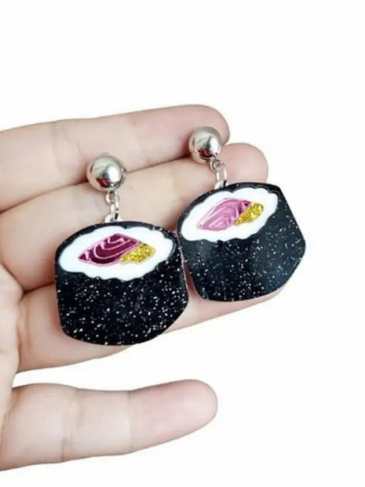 Sushi Food Shape Creative Dangle Earrings - Black Stylord