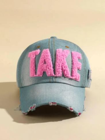 Take Letter Graphic Baseball Hat - Blue Stylord