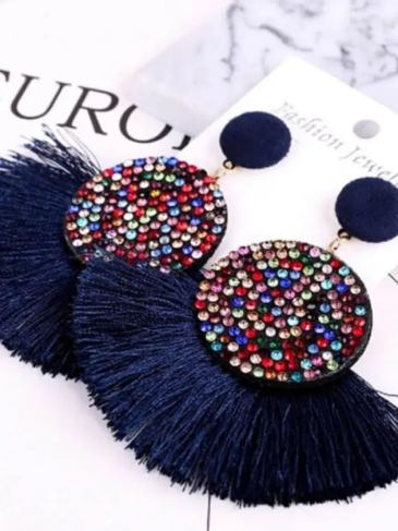 Tassel Bohemian Statement Luxury Earrings - Blue Stylord