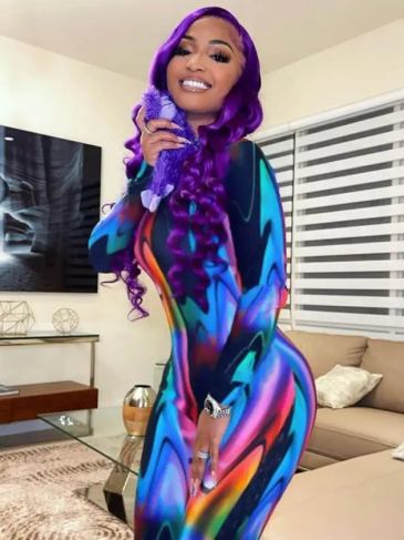 Tie Dye Print O-neck Long Sleeve Jumpsuit - Multi / s Stylord