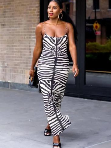 Tie Dye Print Spaghetti Strap Fashion Dress - White / s Stylord