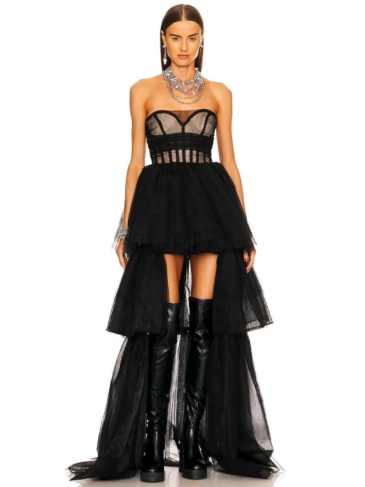 Trendy Bandage Mesh Long Dress - Black / s Stylord