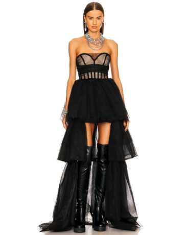 Trendy Bandage Mesh Long Dress - Black / s Stylord