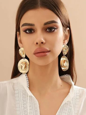 Trendy Unique Irregular Hat Earrings - Gold Stylord
