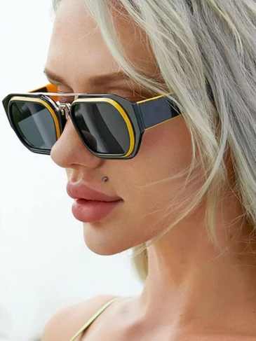 Two-tone Brand Designer Uv400 Sunglasses - Black Stylord