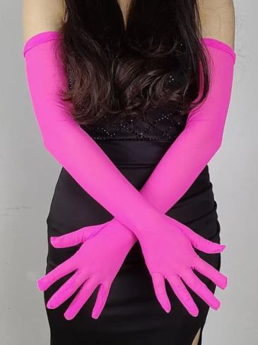 Ultra-thin Long Elastic Mesh Gloves - Fuschia Stylord