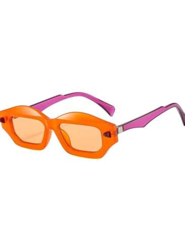 Unique Polygon Cat Eye Uv400 Sunglasses - Orange Stylord