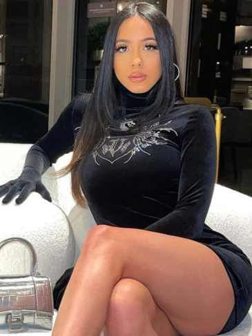 Velvet Sexy Y2k Long Sleeve Diamond Bodycon Mini Dress With Gloves - Black / s Stylord