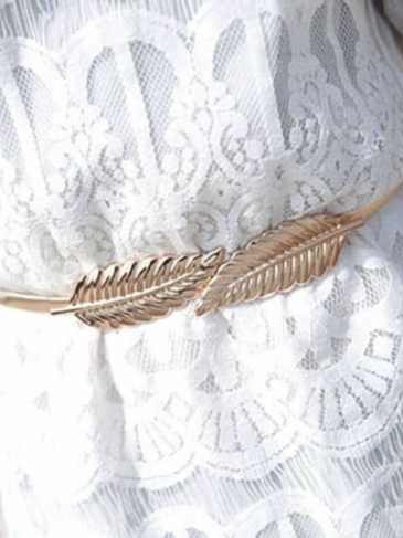 Vintage Elastic Leaf Shape Belt - Gold Stylord