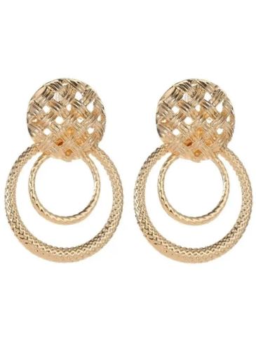 Vintage Exaggeration Geometric Earrings - Gold Stylord
