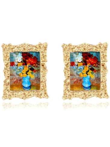 Vintage Geometric Painting Earrings - Multi Stylord