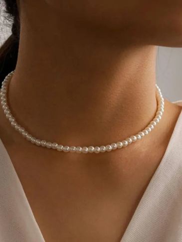 Vintage Imitation Pearl Choker Necklace - Stylord