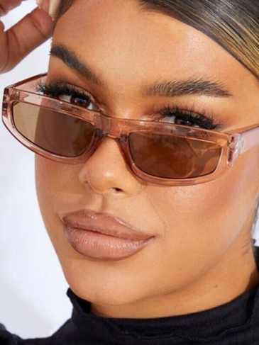 Vintage Rectangle Trendy Sunglasses - Brown Stylord