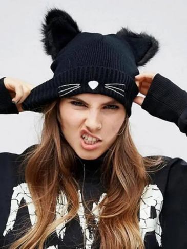 Warm Black Knitted Winter Hat - Stylord