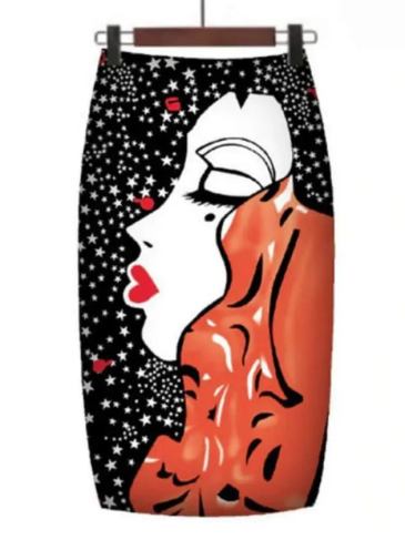 Western Fashion Print Pencil Skirt - Multi / m Stylord
