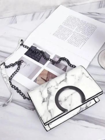 White Marble Chic Pu Leather Bag - Stylord