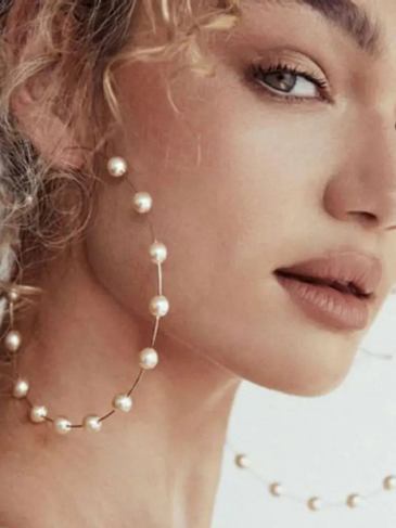 White Pearl Statement Earrings - Stylord