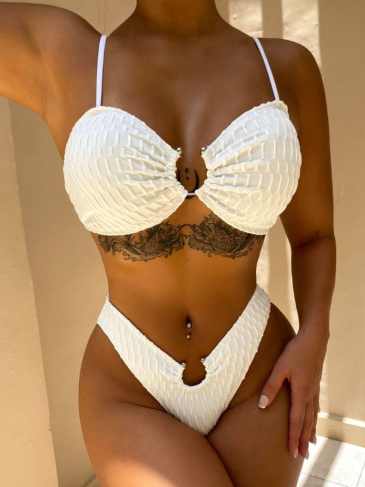 White Sexy Summer Bikini Two Piece Swimsuit - s Stylord