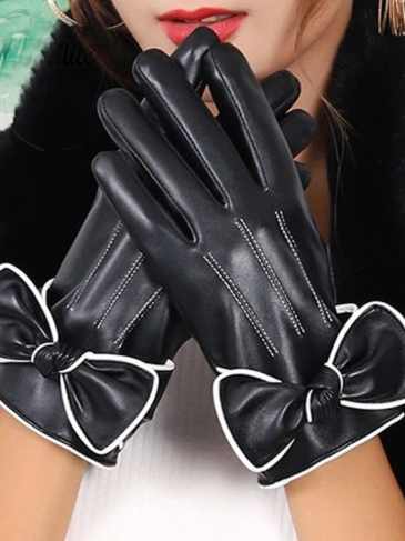 Winter Warm Stylish Leather Gloves - Black Stylord