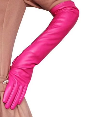 Winter Women Pu Leather Gloves - Pink Stylord