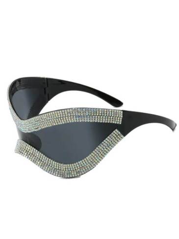 Diamond Studded Oversized Futuristic Sunglasses