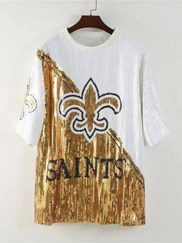 Geometric Letter Sequin Print T-Shirt Dress