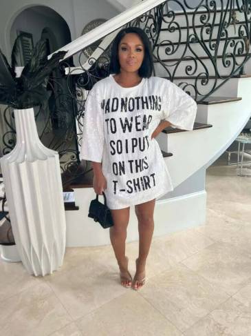 Summer Fashion Letter Sequin T-Shirt Dress