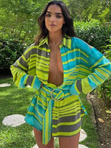 Summer Print Beach Casual Shirt Dress