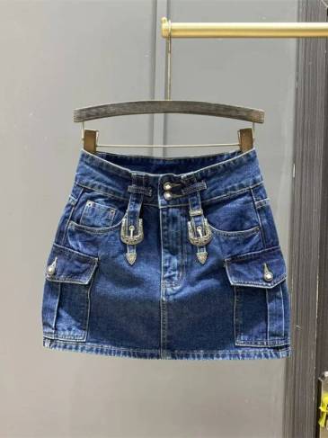 Denim High Waist Pocket Skirt