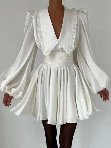 Elegant Ruffles V-Neck Mini Dress