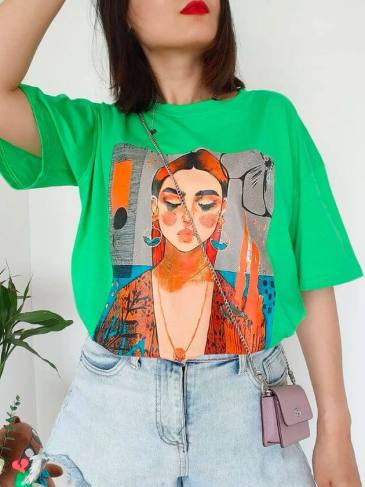 Oversized Print Short Sleeve T-Shirt