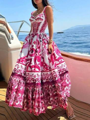 Summer Print Chic Vacation Robe Dress