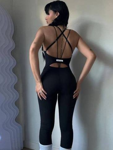 Backless Straps Hollow Out Bodycon Jumpsuit