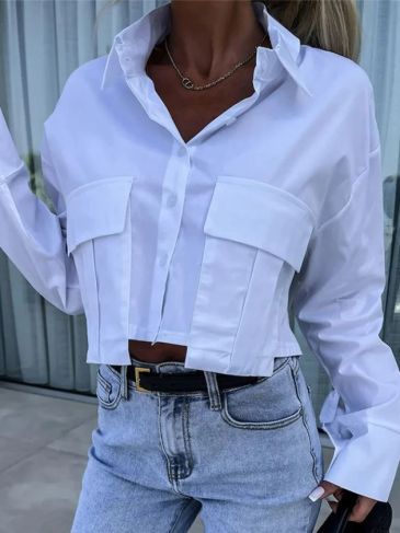 Elegant Long Sleeve Pockets Shirt