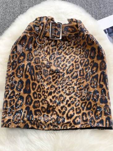 High Waist Leopard Print Mini Skirt